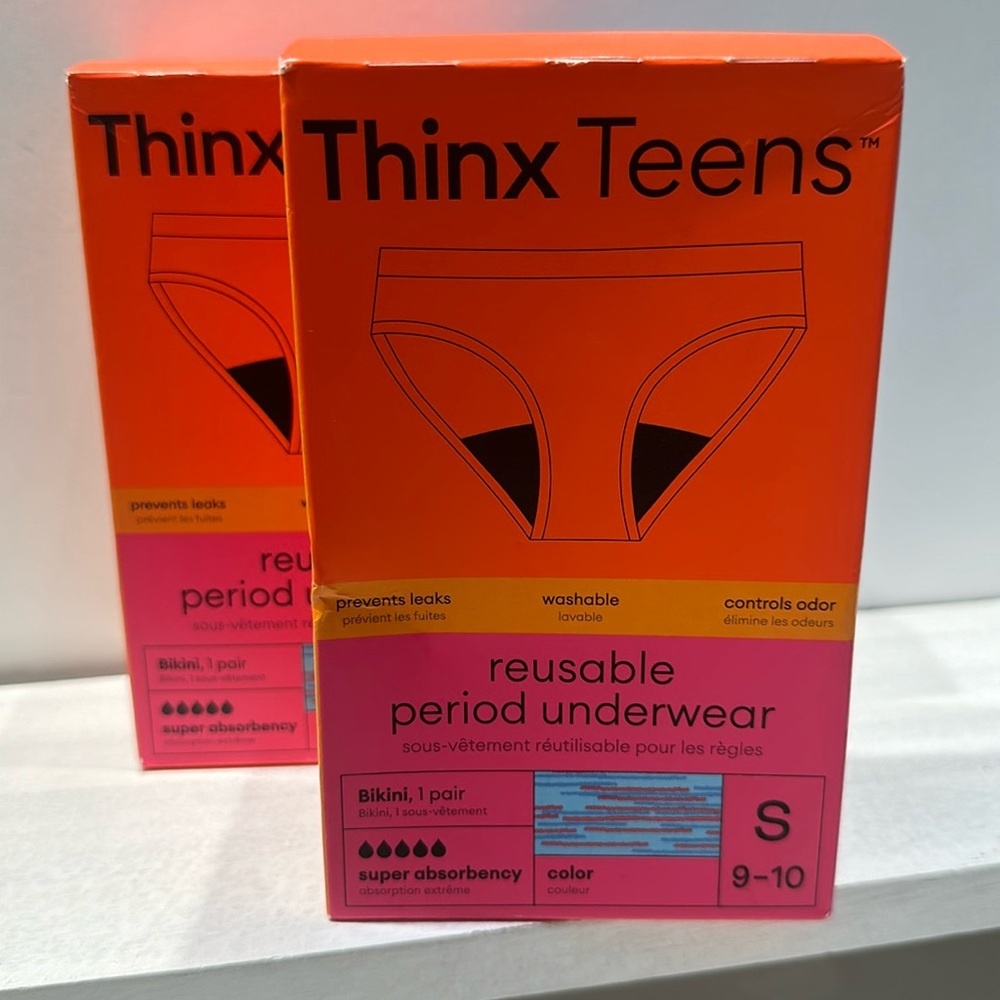 NWT Thinx Teens reuseable period underwear pink & blue